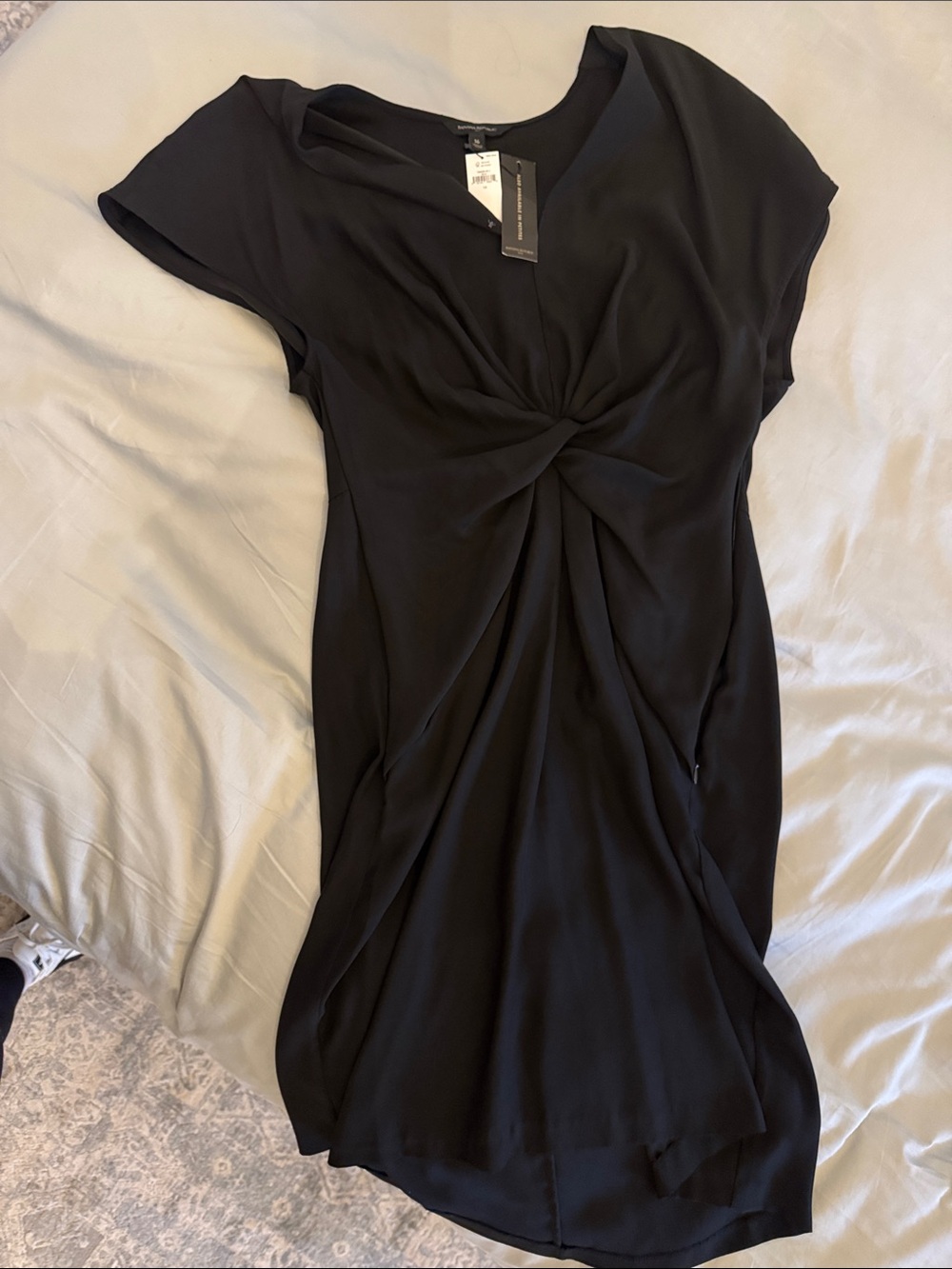 Banana Republic Black Twist-Front Midi Dress